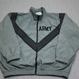 US Army IPFU Mens M Medium Regular Gray Nylon‎ Windbreaker Training Jacket 2003